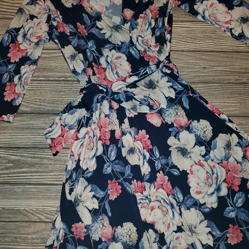 Sale!! Last 3! Kristi Navy Floral Midi Dress - Picture 4 of 5